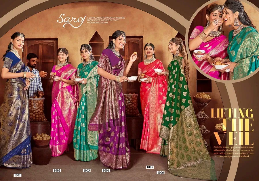 Resham Vol 1 By Saroj 1001 To 1006 Soft Silk Sarees Wholesale Price In Surat
